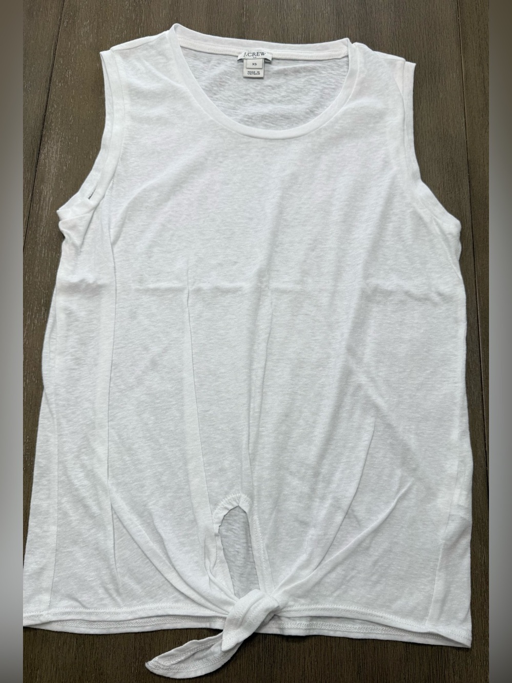 J. Crew White Sleeveless Tie-Front Tank